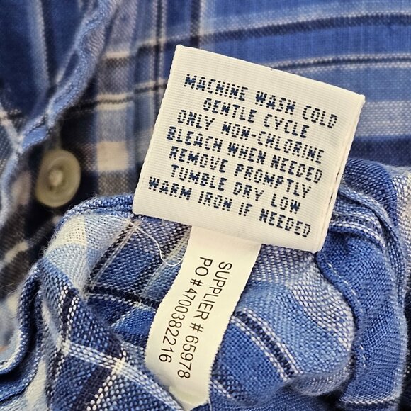 Polo Ralph Lauren 100% Linen Shirt Button-Down Men's Size S Blue Long Sleeve - Picture 9 of 10